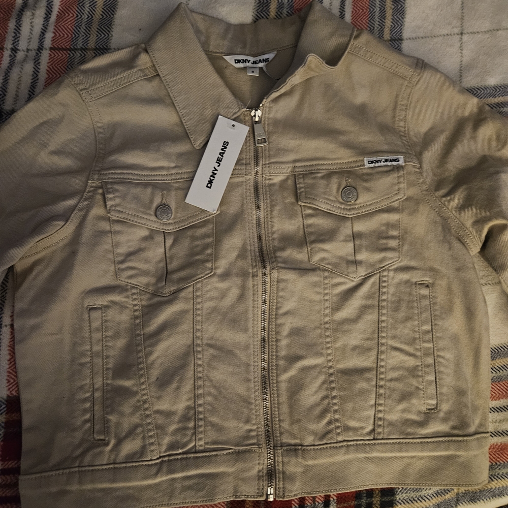 DKNY Beige Zip-Up Jacket